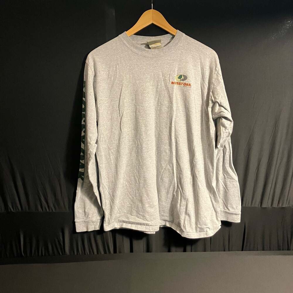 Jerzees Outdoors Mossy Oak Brand Camo Buck Long Sleeve T-Shirt Grey Size XL